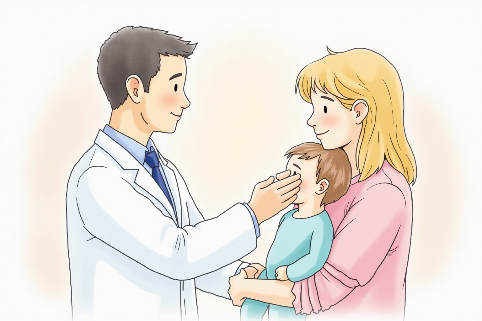 Pediatric allergy clinic doctor examining baby