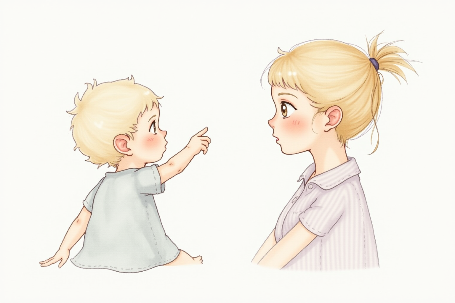 Baby pointing joint attention illustration